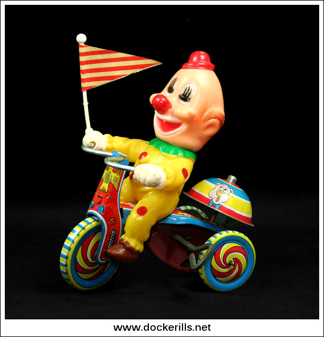 Jouet Ancien MTU – Tricycle De Clown En Métal, Mécanique à Clé, Années 60/70 (Neuf En Boîte)