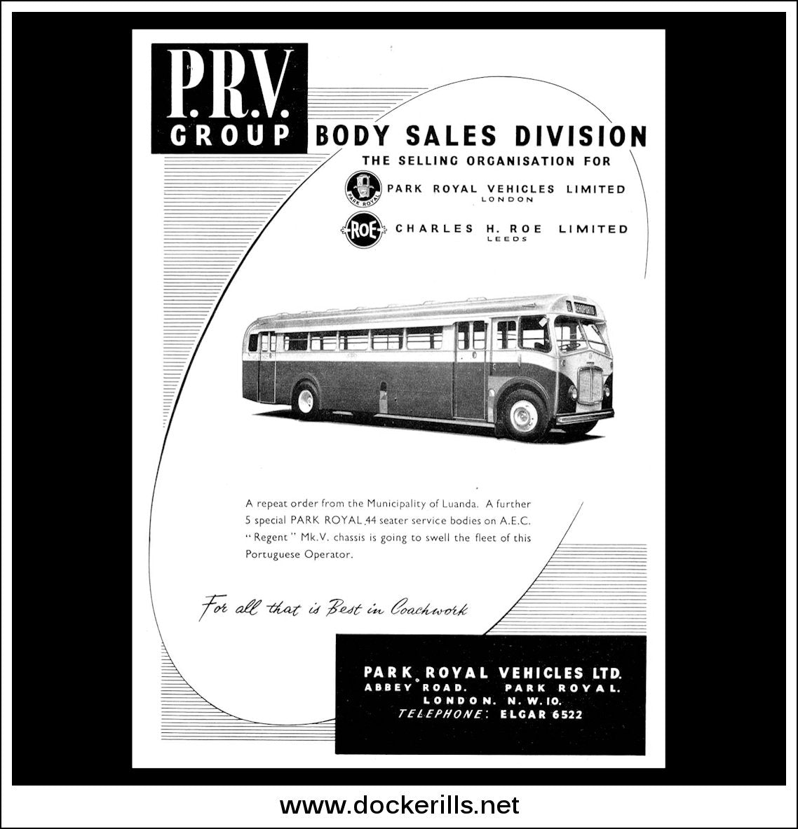 Park Royal Vehicles Ltd. SingleDeck Bus. Original Vintage Advert From