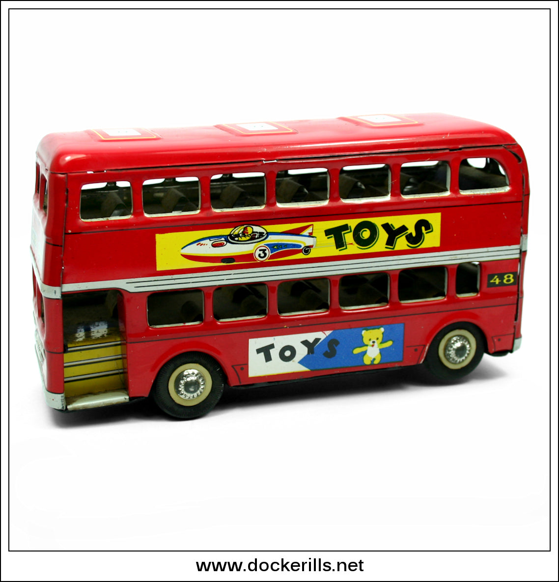 Double Decker London Bus MF 844. Vintage Tin Plate Toy