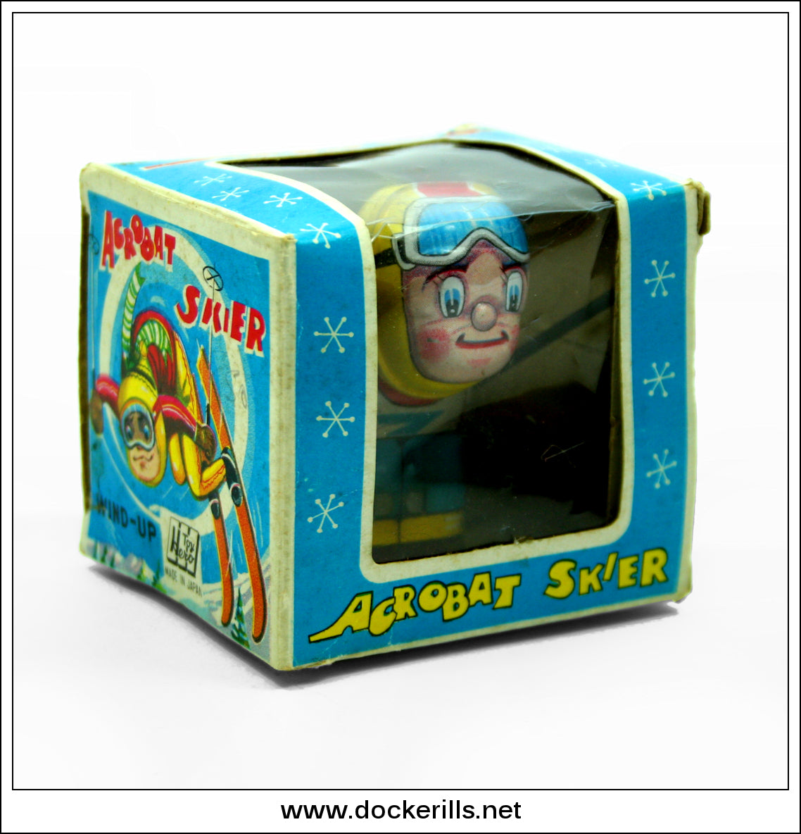 Acrobat Skier, Vintage Tin Plate Clockwork / Wind-Up Novelty Toy