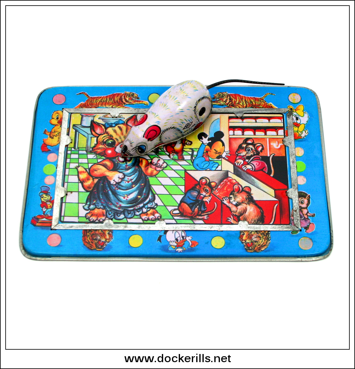 Lucky Mouse, Vintage Tin Plate Clockwork / Wind-Up Novelty