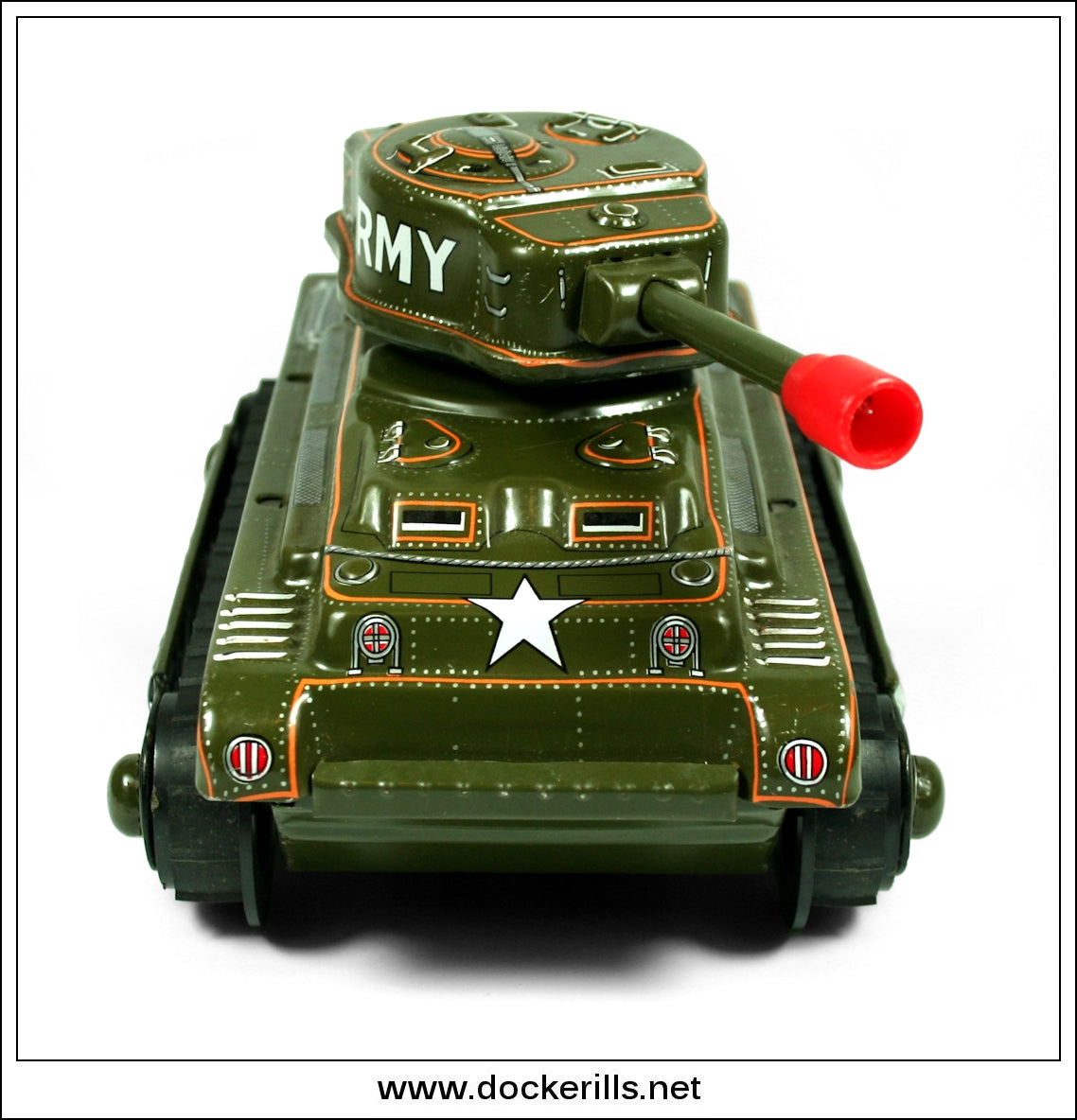 M-48 Army Tank. Vintage 1960's Tin Plate Battery Operated Tank