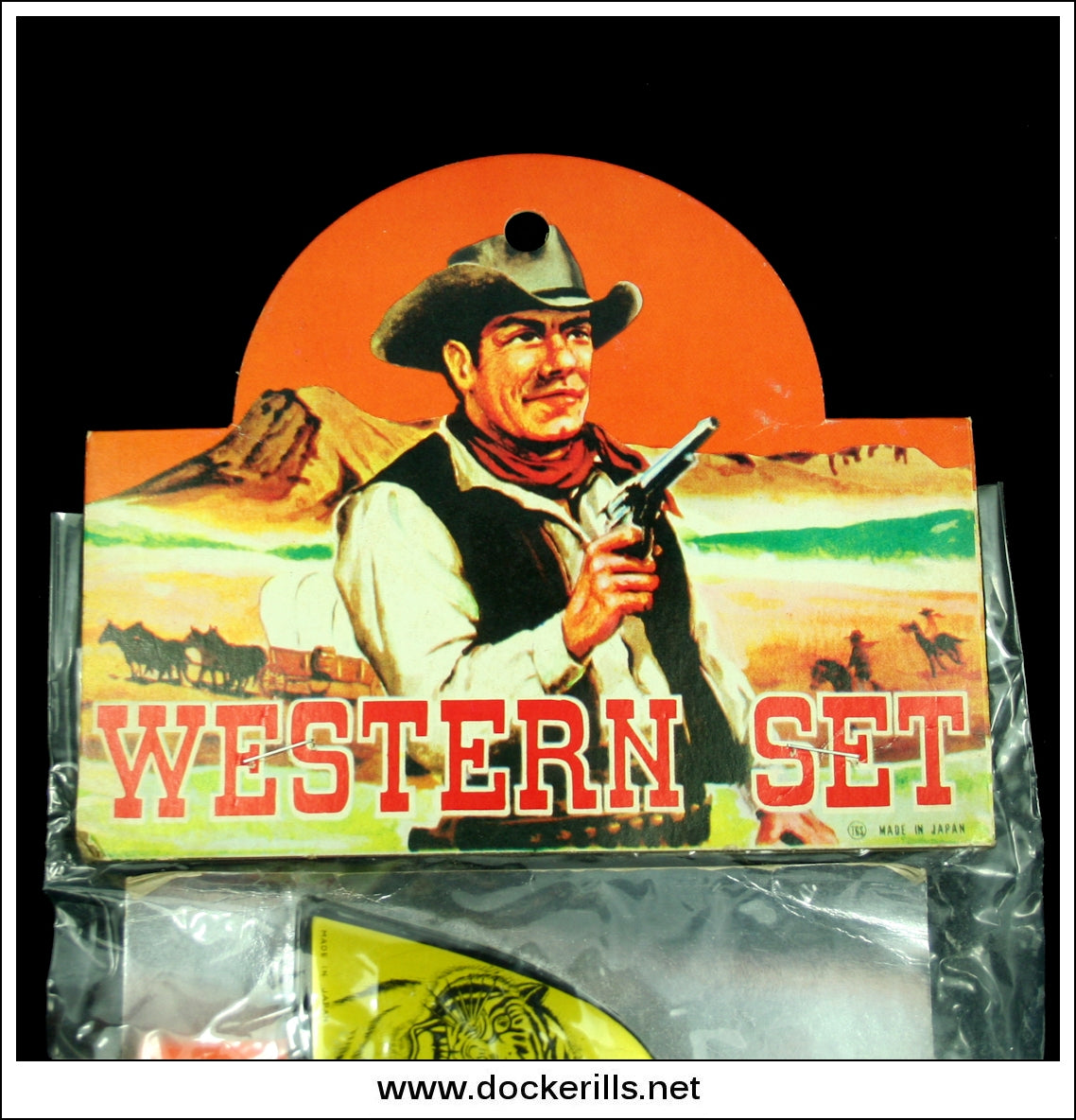 Western Gun / Western Set. Vintage Tin Plate Pop Gun, TSS, Japan