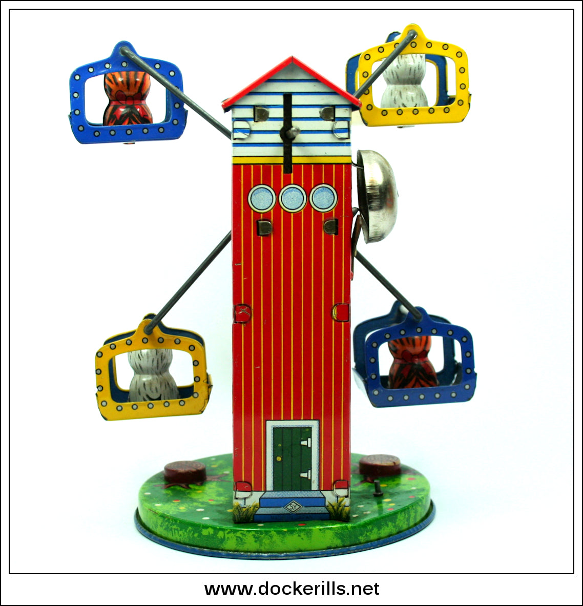 Animal Carousel, Vintage Tin Plate Clockwork / WindUp Novelty Toy, Yo Dockerills