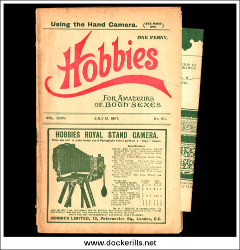 Hobbies Weekly Magazine, Vol. XXIV (24), No. 613, July 13th, 1938 text.