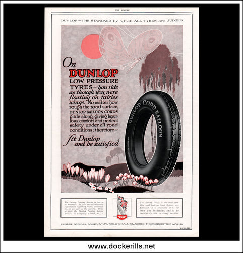 Dunlop Low Pressure Tyres Advert. Original Vintage Advert From March 14th, 1925.