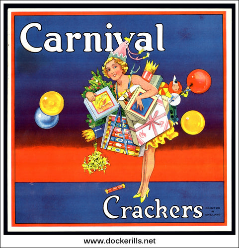 Original Vintage Batger's Ltd. Carnival Christmas Cracker Box Label.