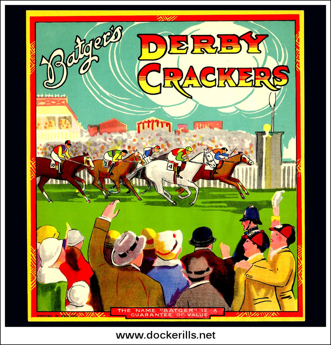 Original Vintage Batger's Ltd. Derby Christmas Cracker Box Label.