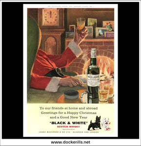 Black & White Scotch Whisky. Original Vintage Christmas Advert From December, 1960.