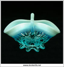 Antique Blue Pearline Opalescent Glass Flower Posy Basket 3.