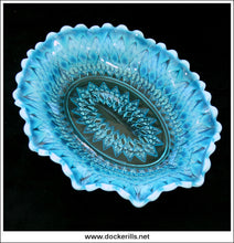 Antique Blue Pearline Opalescent Glass Bowl [B].
