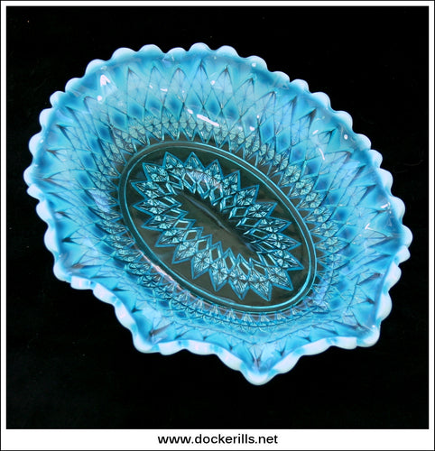 Antique Blue Pearline Opalescent Glass Bowl [A].