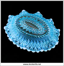 Antique Blue Pearline Opalescent Glass Bowl [B].