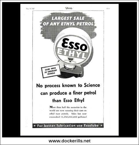 Esso Ethyl. Original Vintage Advert From May 19th, 1937.