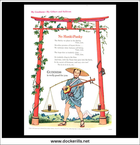 Guinness. Original Vintage Advert, My Goodness-My Gilbert And Sullivan, No Hanki-Panky, From c. 1960's. G.E. 3643.
