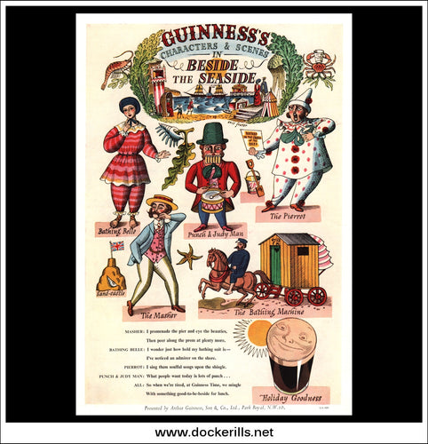 Guinness. Original Vintage Advert, Characters & Scenes In Beside The Seaside, From June, 1951. G.E. 1651.