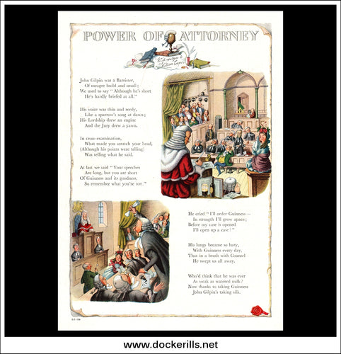Guinness. Original Vintage Advert, Power Of Attorney, From November, 1947. G.E. 1306.