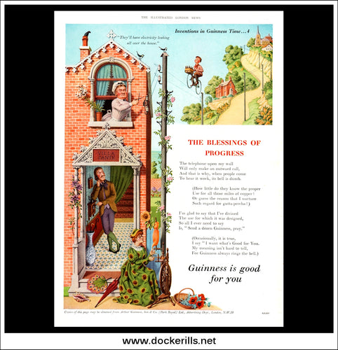 Guinness. Original Vintage Advert, Inventions In Guinness Time... The Blessings Of Progress, From June, 1956. G.E. 2571.