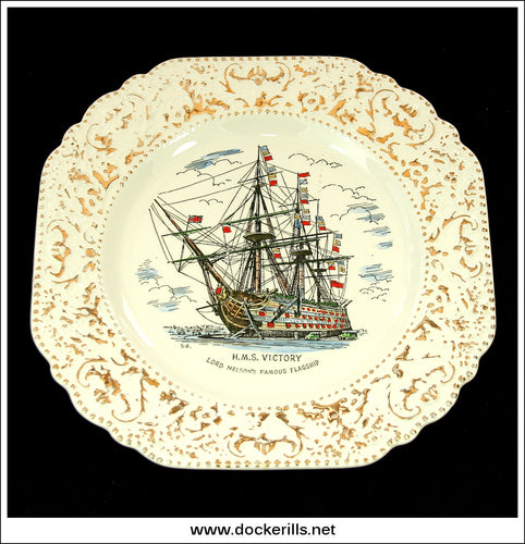 Vintage Decorative Plate, H.M.S. Victory, Britannia Designs Ltd., Dartmouth, England. 8.75 inch.