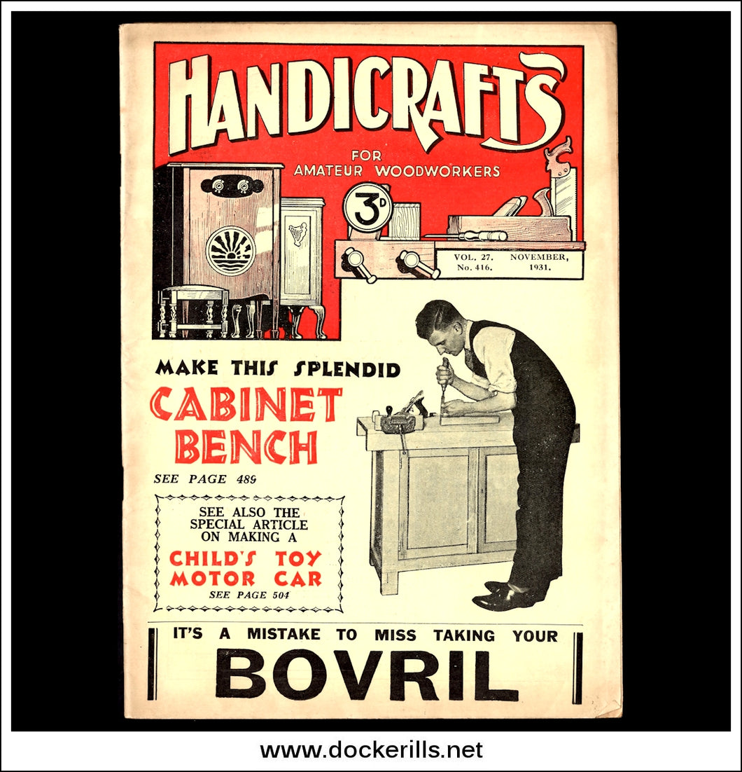 Handicrafts Magazine, Vol. 27, No. 416, November, 1931. Bedroom Mantel Timepiece - Handicrafts Design No. 5776.