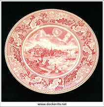 Vintage Plate, Historic America, View Of Boston, Johnson Bros., England. 10 inch. Red.