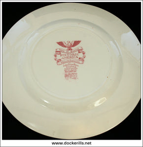 Vintage Plate, Historic America, View Of Boston, Johnson Bros., England. 10 inch. Red.
