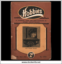 Vintage Hobbies magazine cover from December 1928, issue number 1731, featuring a 2d price and an illustration of a loud speaker bracket, shown against a black background.