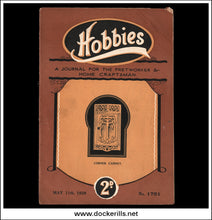 Vintage Hobbies magazine cover from May 11th, 1929, issue number 1751, featuring a 2 pence price stamp and a corner cabinet illustration, shown against a black background.