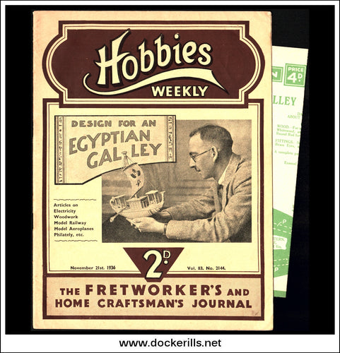 Hobbies Weekly Magazine, Vol. 83, No. 2144, November 21st, 1936. Plan For An Egyptian Galley Model. Text