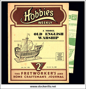 Hobbies Weekly Magazine, Vol. 86, No. 2228, July 2nd, 1938. Plan For An Old English Warship Model. Text.