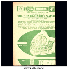 Hobbies Weekly Magazine, Vol. 86, No. 2228, July 2nd, 1938. Plan For An Old English Warship Model. Plan.