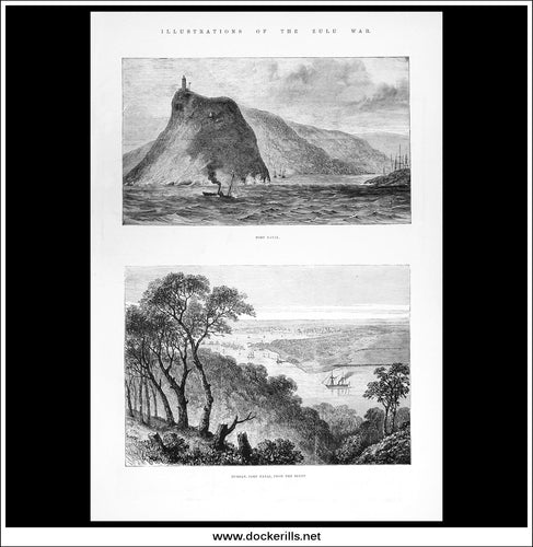 Illustrations Of The Zulu War, Port Natal, Durban, Port Natal From The Bluff. Antique Print, Wood Engraving, The London Illustrated News Full Page, March 29th, 1879.