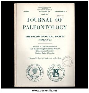 Patterns Of Dental Evolution In Early Eocene Anaptomorphine Primates (Omomyidae) From The Bighorn Basin, Wyoming by T.M. Bown &amp; K.D. Rose.
