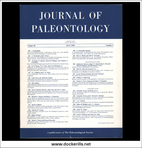 Journal Of Paleontology, Volume 69, No. 3, 1995.
