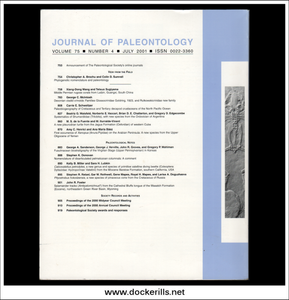Journal Of Paleontology, Volume 75, No. 4, 2001. Back cover.