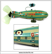 R 107 (R 101) Airship. Vintage 1930's Tin Plate Clockwork Novelty Toy, Kohno Kakuso, Japan.