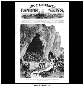 Lundi Khana, Khyber Pass: Cave Where Sir Samuel Browne And Staff Bivouacked. Antique Print, Wood Engraving, The Illustrated London News Front Page, January 11th, 1879.