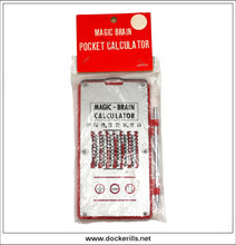 Vintage 'Magic Brain' Mechanical Calculator, Japan. In original packing. Red.