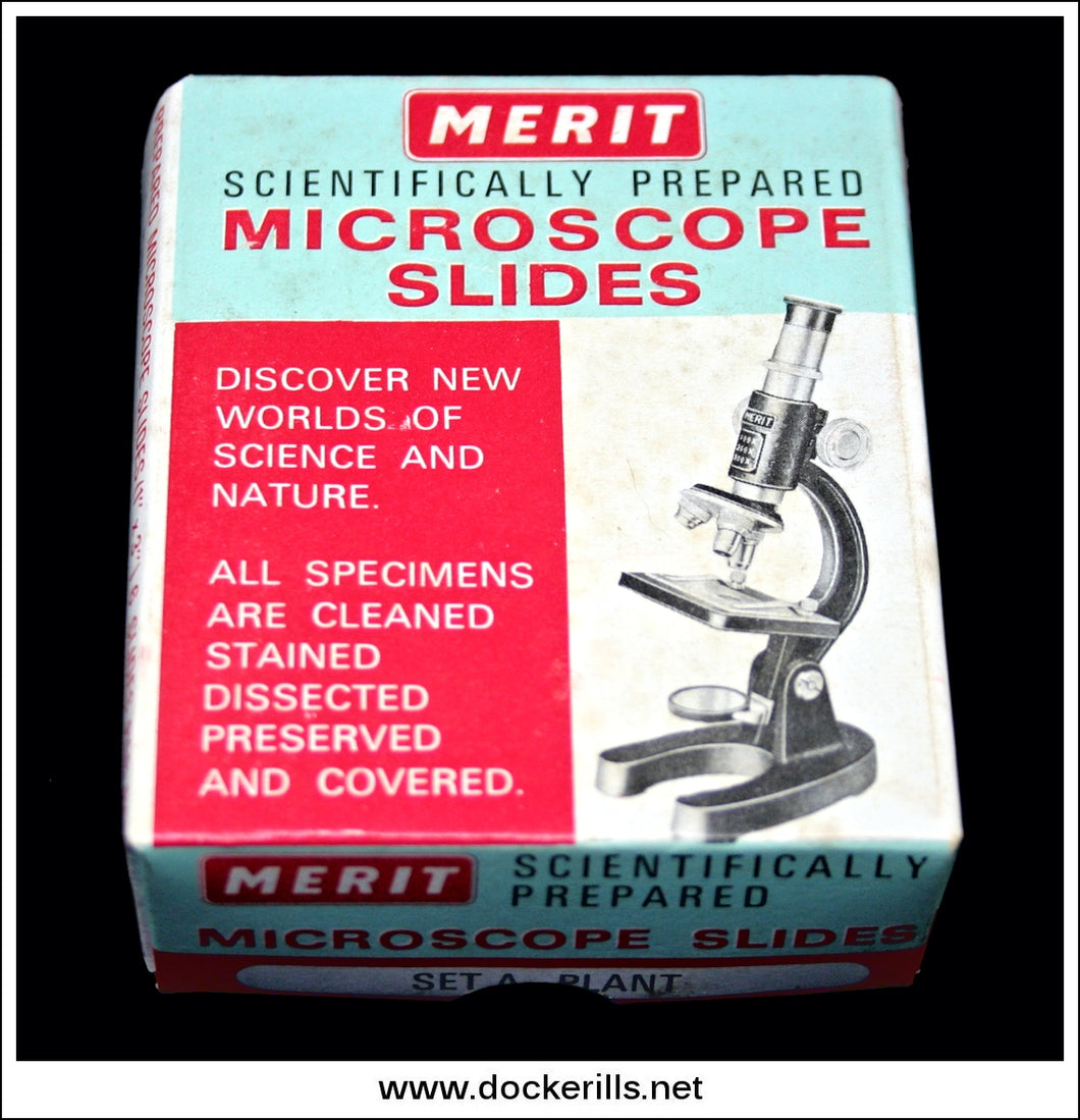 Vintage Merit Microscope Slide Set, Set A, Plants. Merit / J. & L. Randall Ltd.