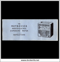 Vintage Metrovic Photographic Exposure Meter, With Case & Instruction Booklet.