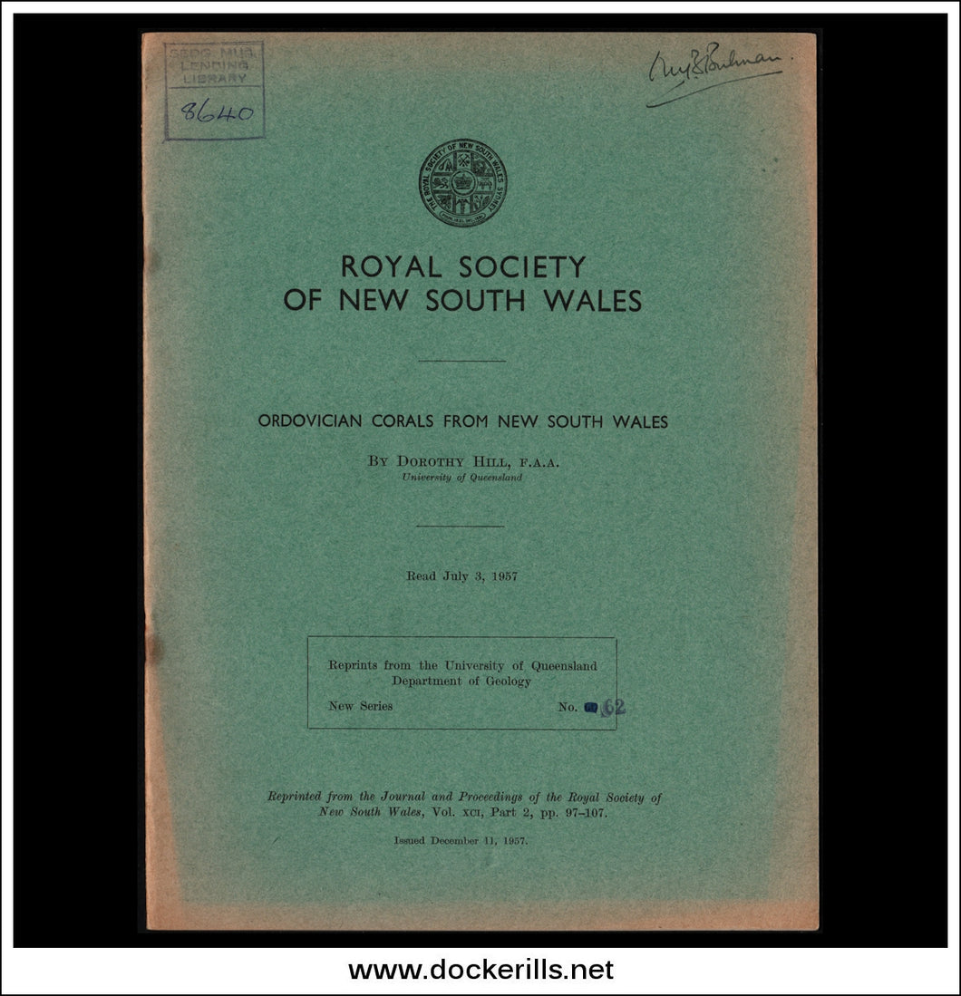 Ordovician Corals From New South Wales by Dorothy Hill.