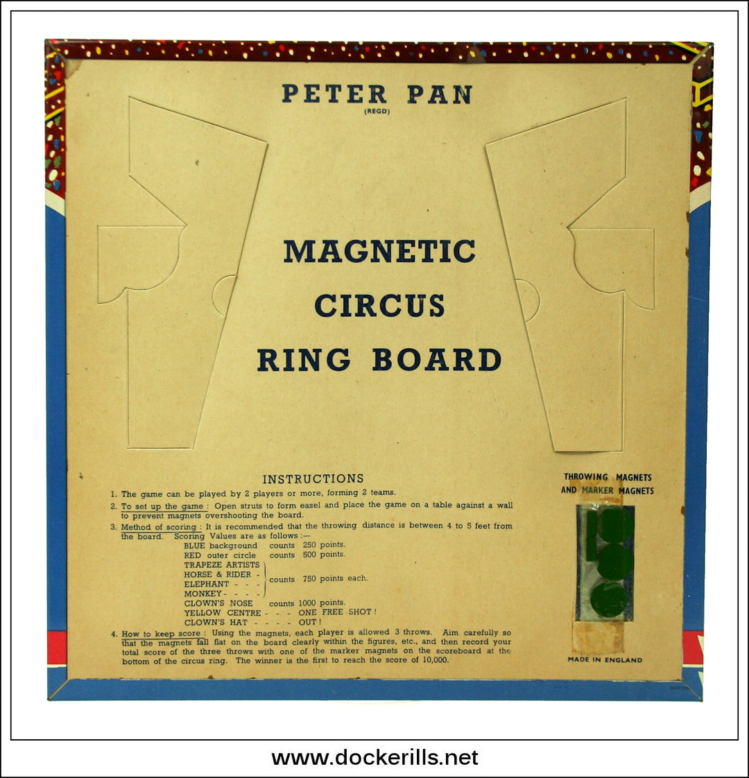 Vintage Peter Pan Regd., Magnetic Circus Ring Board. Hoopla Style Game ...