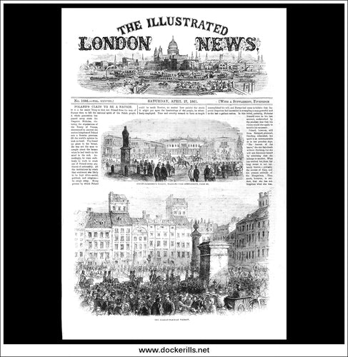 Poland's Claim To Be A Nation. Antique Print, Wood Engraving, The Illustrated London News Front Page, April 27th, 1861.