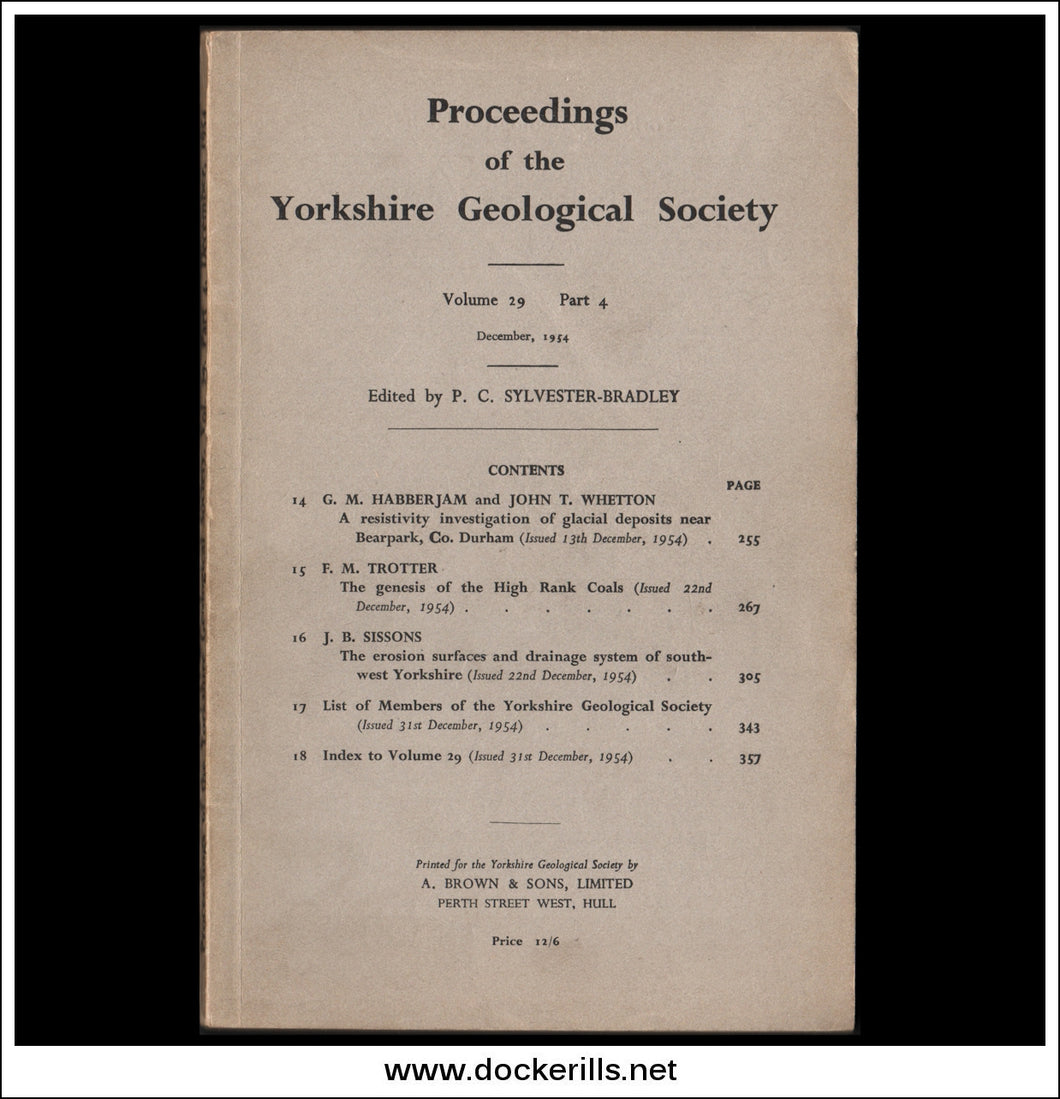 Proceedings of the Yorkshire Geological Society, Vol. 29, Part 4, 1954.
