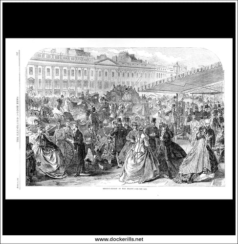 Regent-Street In The Season. Antique Print, Wood Engraving, The Illustrated London News Full Page, April 21st, 1866.
