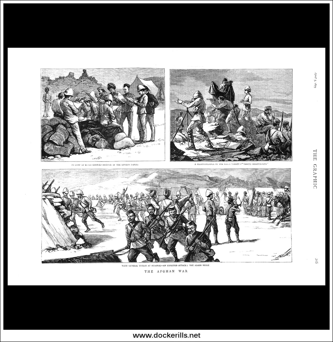 The Afghan War. Antique Print, Wood Engraving, The Graphic Full Page, April 5th, 1879.