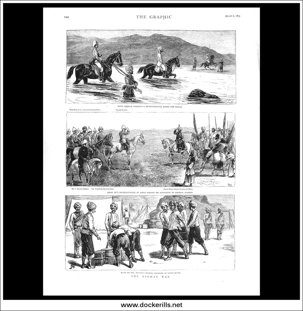 The Afghan War. Antique Print, Wood Engraving, The Graphic Full Page, March 8th, 1879.