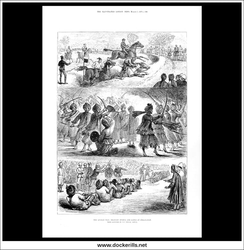 The Afghan War: Military Sports And Games At Jellalabad. Antique Print, Wood Engraving, The Illustrated London News Full Page, March 1st, 1879.