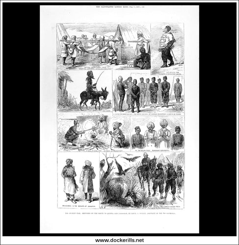 The Afghan War: Sketches On The Route To Quetta And Candahar. Antique Print, Wood Engraving, The Illustrated London News Full Page, February 15th, 1879.