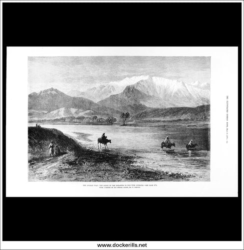 The Afghan War: The Scene Of The Disaster To The 10th Hussars. Antique Print, Wood Engraving, The Illustrated London News Full Page, May 17th, 1879.